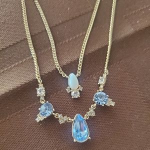 Givenchy from Macy's, double chain blue crystal and opal necklace.
